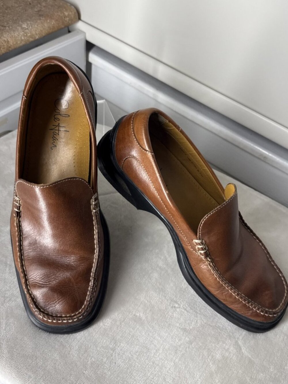 Cole Haan Full Grain Leather Loafer Men’s Shoes Cognac Toast 10M 07184 Nice